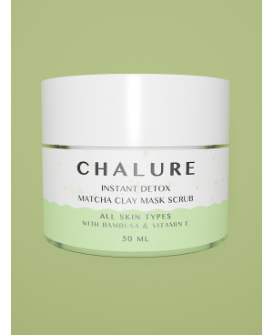 Chalure skin detoxifying matcha clay mask/scrub with bamboo and VIT. E