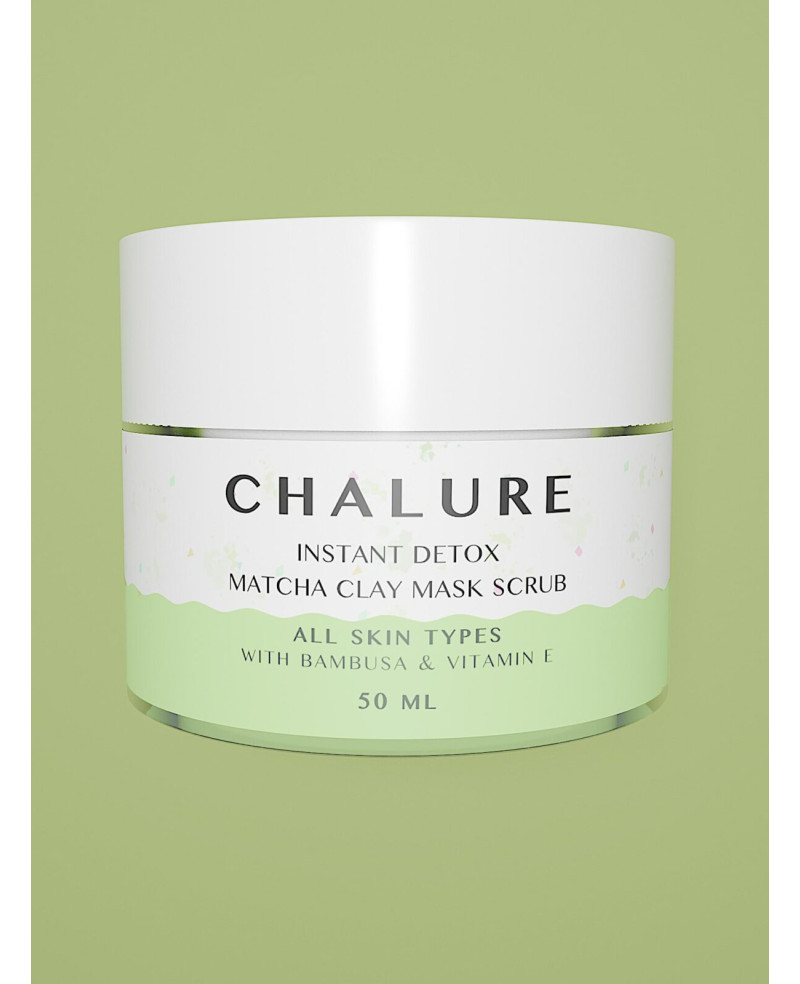 Chalure skin detoxifying matcha clay mask/scrub with bamboo and VIT. E