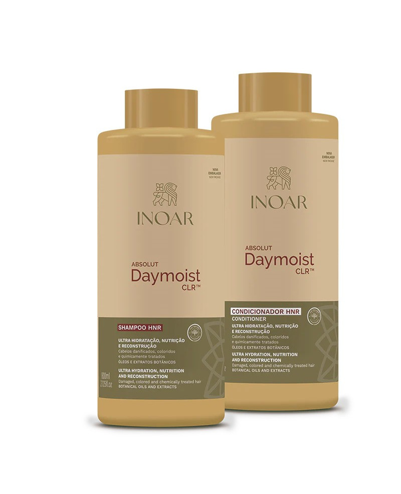 INOAR Absolut Daymoist Duo Kit - product set for chemically damaged hair 2x800 ml.