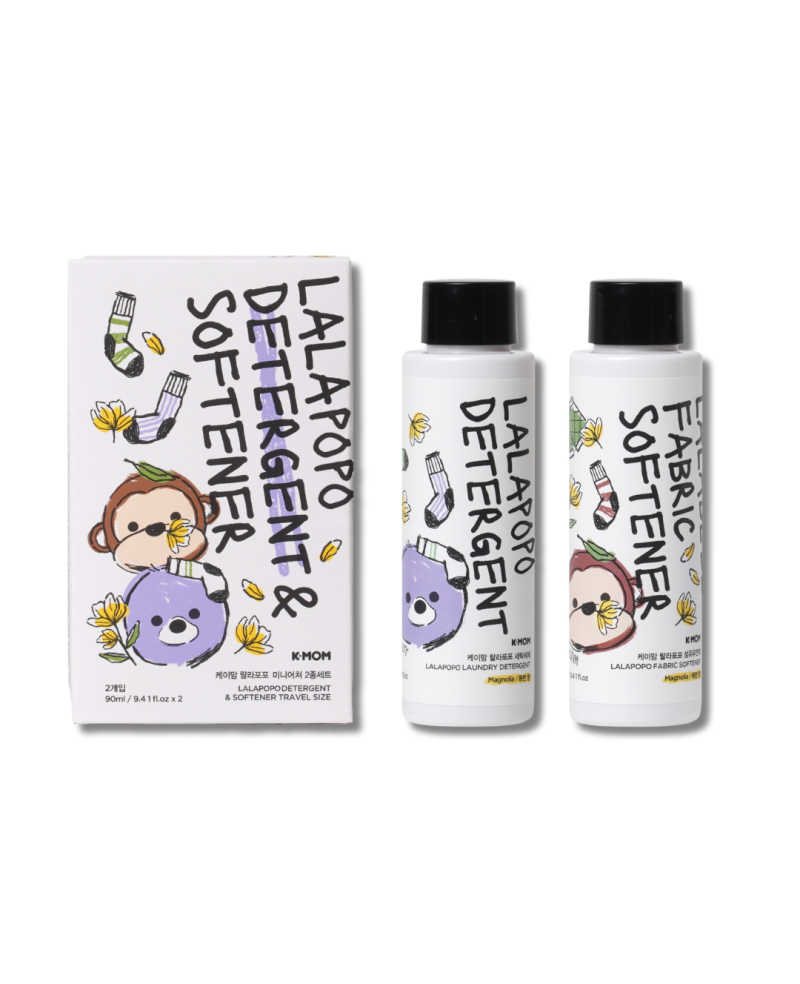 K-MOM Lalabebe travel size FABRIC DETERGENT and SOFTENER “Magnolia” (2 x 90ml.)